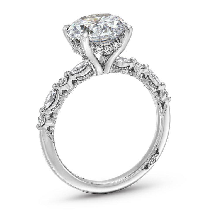 Tacori Sculpted Crescent Marquise Round Diamond Engagement Setting In White Gold 18K