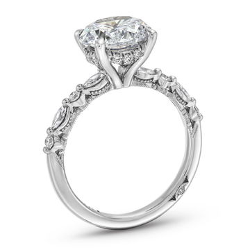 Tacori Sculpted Crescent Marquise Round Diamond Engagement Setting In White Gold 18K