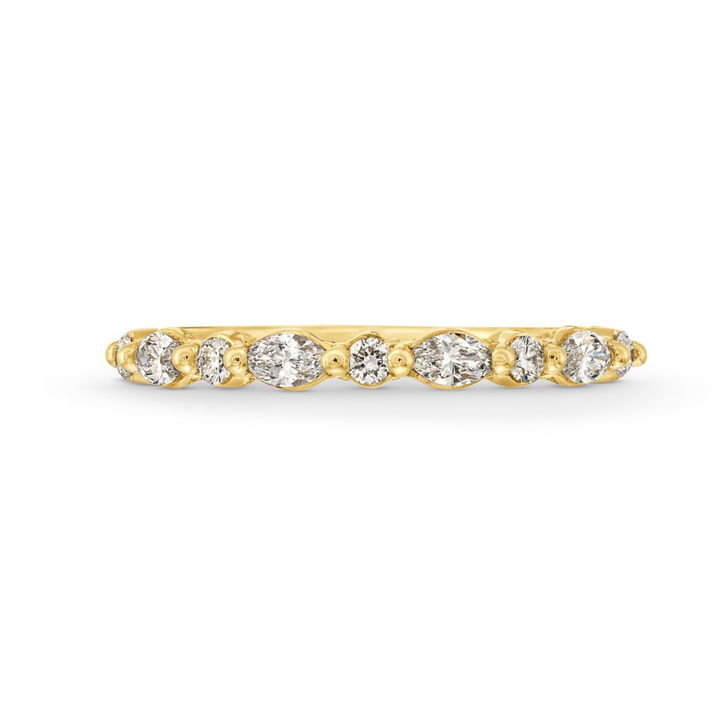 Yellow Gold 18K Tacori Sculpted Crescent Marquise Round Diamond Band