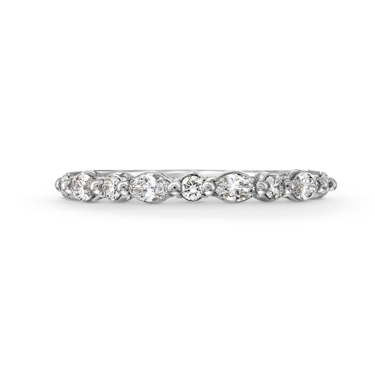 Tacori Sculpted Crescent Marquise Round Diamond Wedding Band In White Gold 18K 0