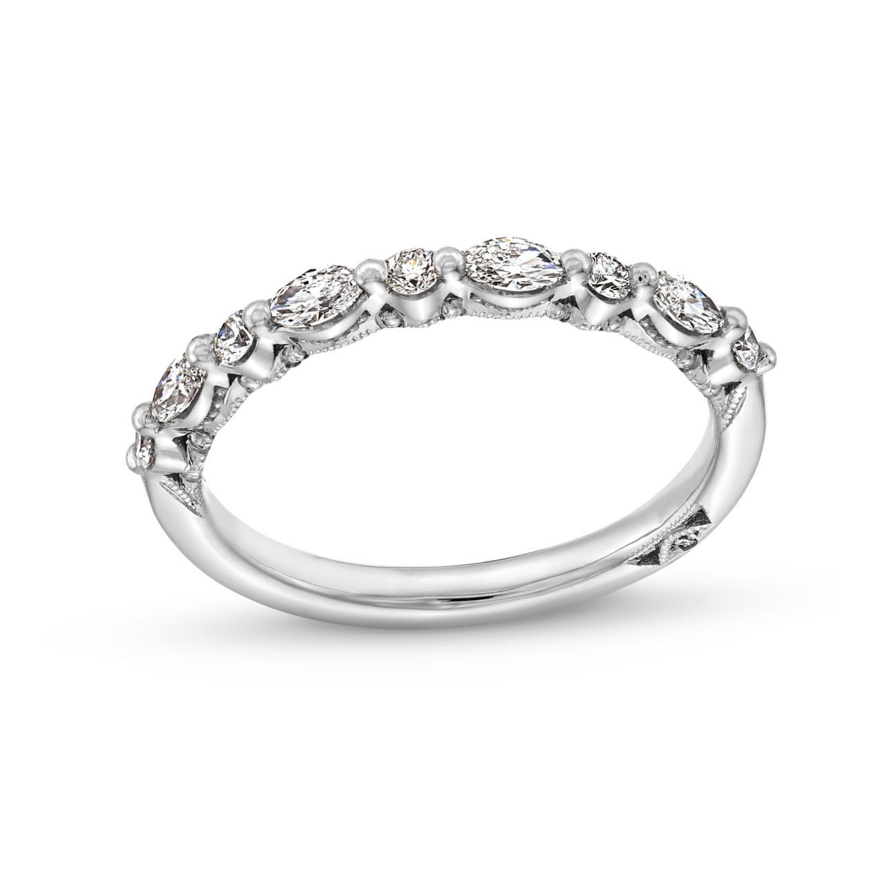Tacori Sculpted Crescent Marquise Round Diamond Wedding Band In White Gold 18K 1
