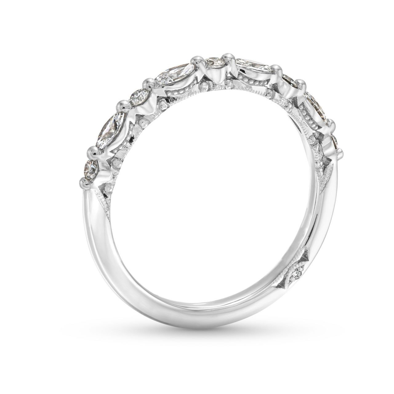 Tacori Sculpted Crescent Marquise Round Diamond Wedding Band In White Gold 18K 2