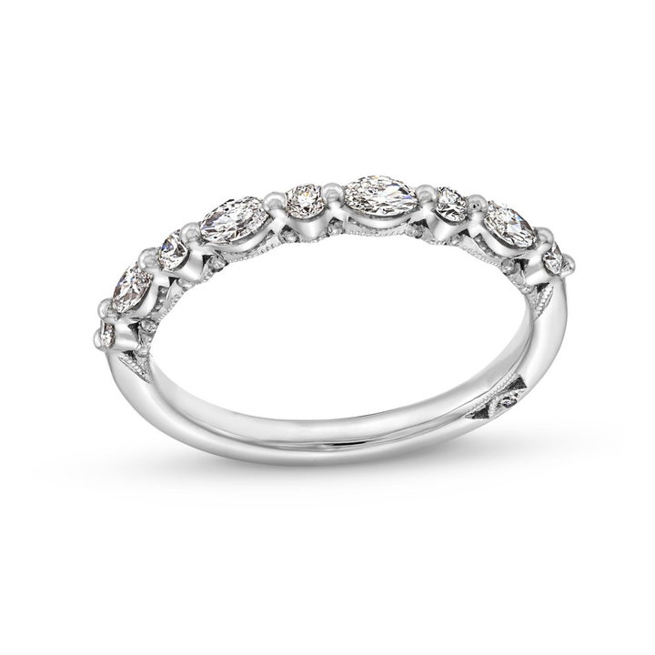 Tacori Sculpted Crescent Marquise Round Diamond Wedding Band In Platinum