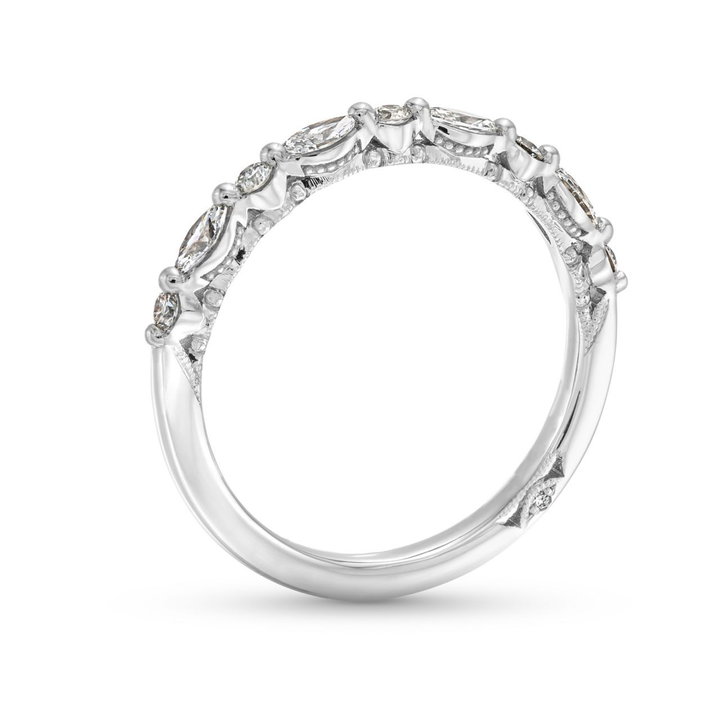 Tacori Sculpted Crescent Marquise Round Diamond Wedding Band In Platinum