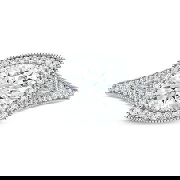Split Cushion Halo Milgrain Engagement Setting (For 1ct Round)