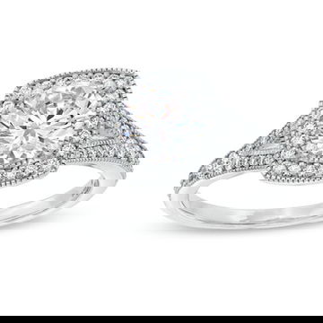 Split Cushion Halo Milgrain Engagement Setting (For 1ct Round)