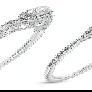 Three Stone Round Diamond Halo Twist Engagement Setting (For 1ct Round)