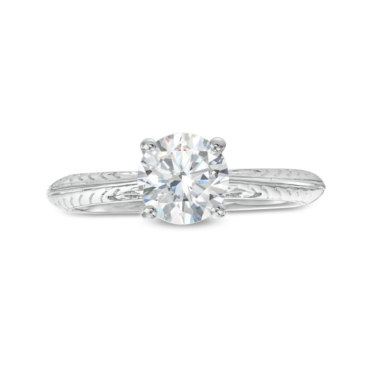Engraved Solitaire Milgrain Engagement Setting (For 1ct Round) 0