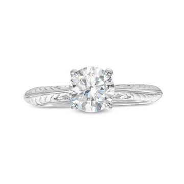 Engraved Solitaire Milgrain Engagement Setting (For 1ct Round) In White Gold 14K
