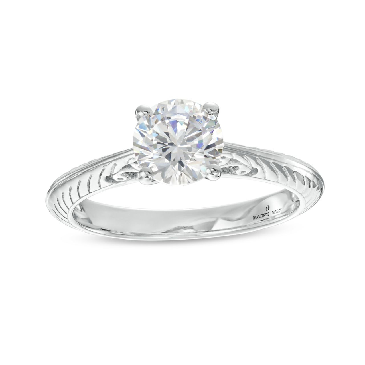 Engraved Solitaire Milgrain Engagement Setting (For 1ct Round) 2