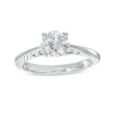 Engraved Solitaire Milgrain Engagement Setting (For 1ct Round) In White Gold 14K