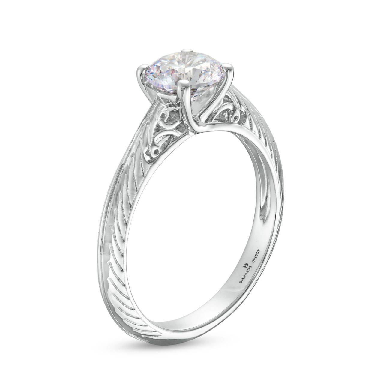 Engraved Solitaire Milgrain Engagement Setting (For 1ct Round) 3