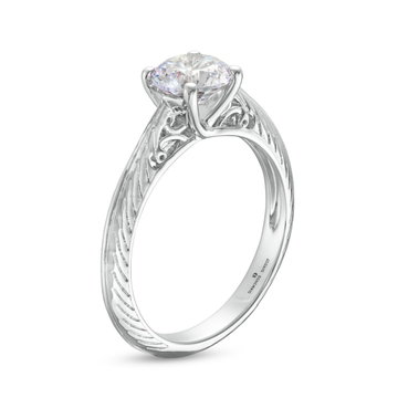 Engraved Solitaire Milgrain Engagement Setting (For 1ct Round) In White Gold 14K