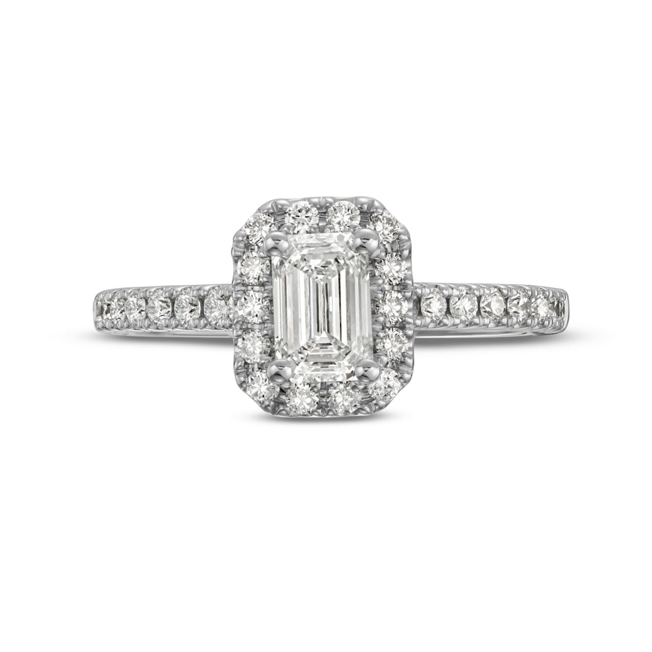 Emerald Diamond Halo Engagement Ring 0