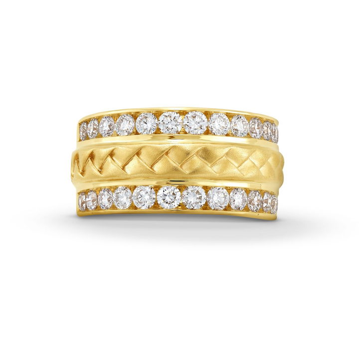 Satin Braid Two Row Diamond Band