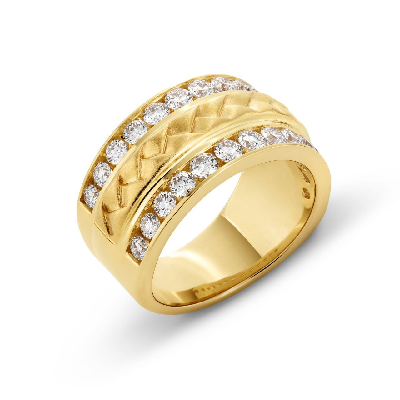 Satin Braid Two Row Diamond Band