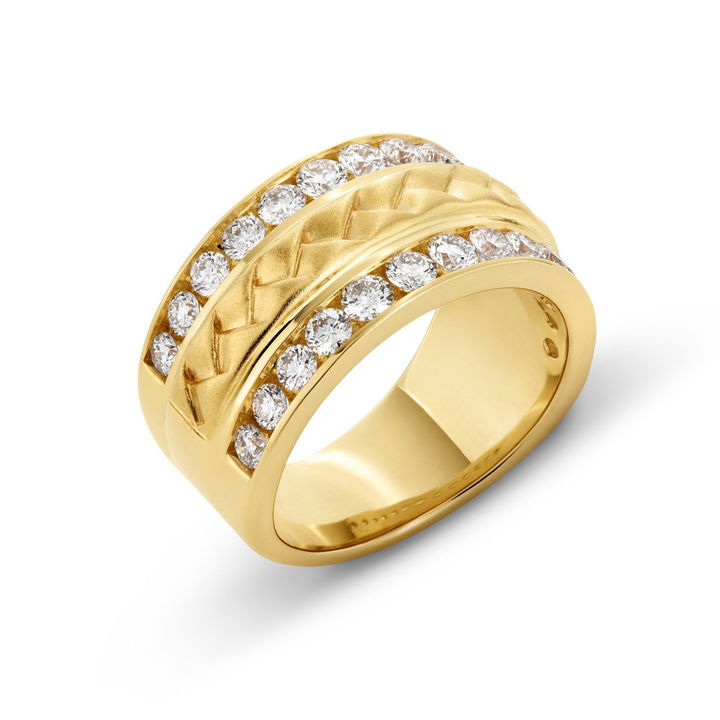 Satin Braid Two Row Diamond Band