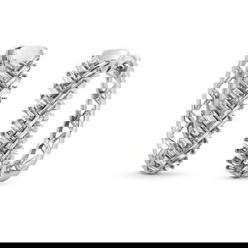 Baguette Diamond Chevron Hoop Earrings (0.75 inch)