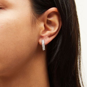 Baguette Diamond Chevron Hoop Earrings (0.50 inch)