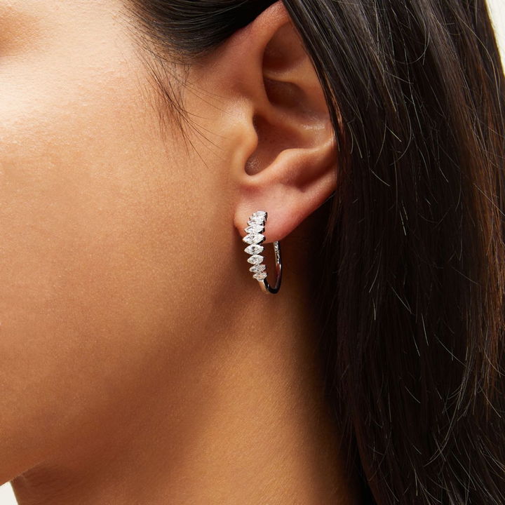 Marquise Diamond Graduated Hoop Earrings