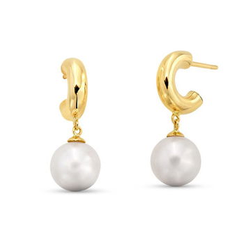 Freshwater Pearl Drop Huggie Earrings