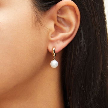 Freshwater Pearl Drop Huggie Earrings