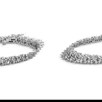 Round and Baguette Scattered Diamond Bracelet