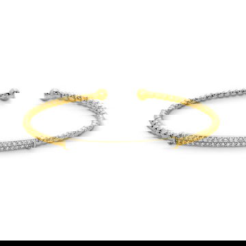 Two Row Diamond Gold Beaded Bangle Bracelet 0