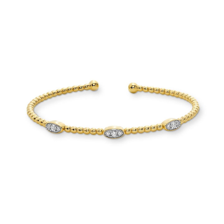 Diamond Gold Beaded Bangle Bracelet