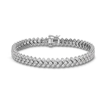 Chevron Diamond Tennis Bracelet In White Gold 14K