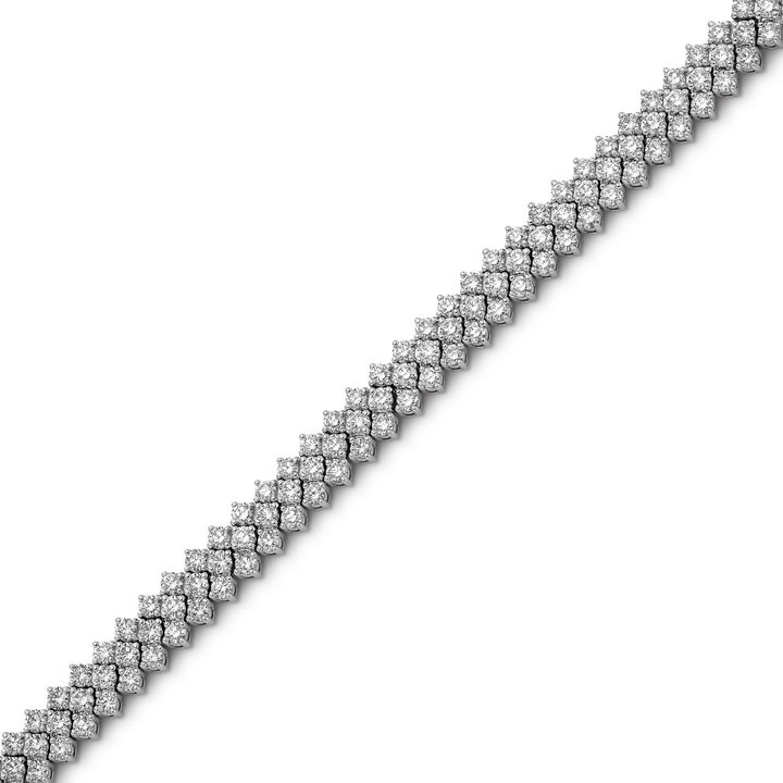 Chevron Diamond Tennis Bracelet In Solid 14K White Gold
