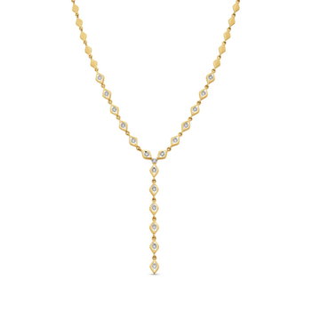 Y-Shape Diamond Necklace In Yellow Gold 14K