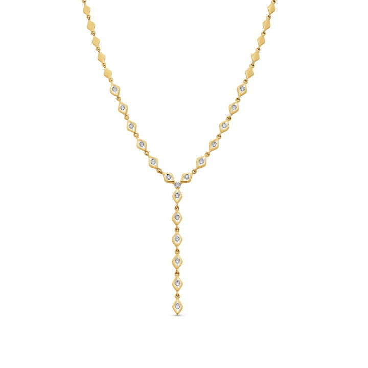 Y-Shape Diamond Necklace In Yellow Gold 14K