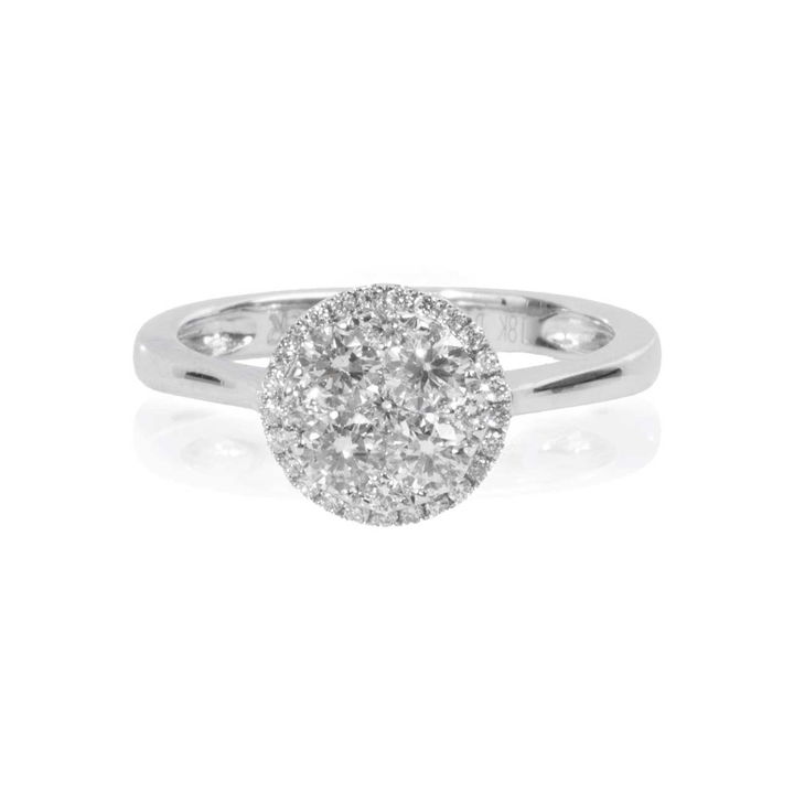 Cluster Diamond Ring In White Gold 18K