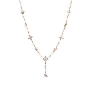 Yellow Gold Round and Marquise Diamond Y-Shape Necklace