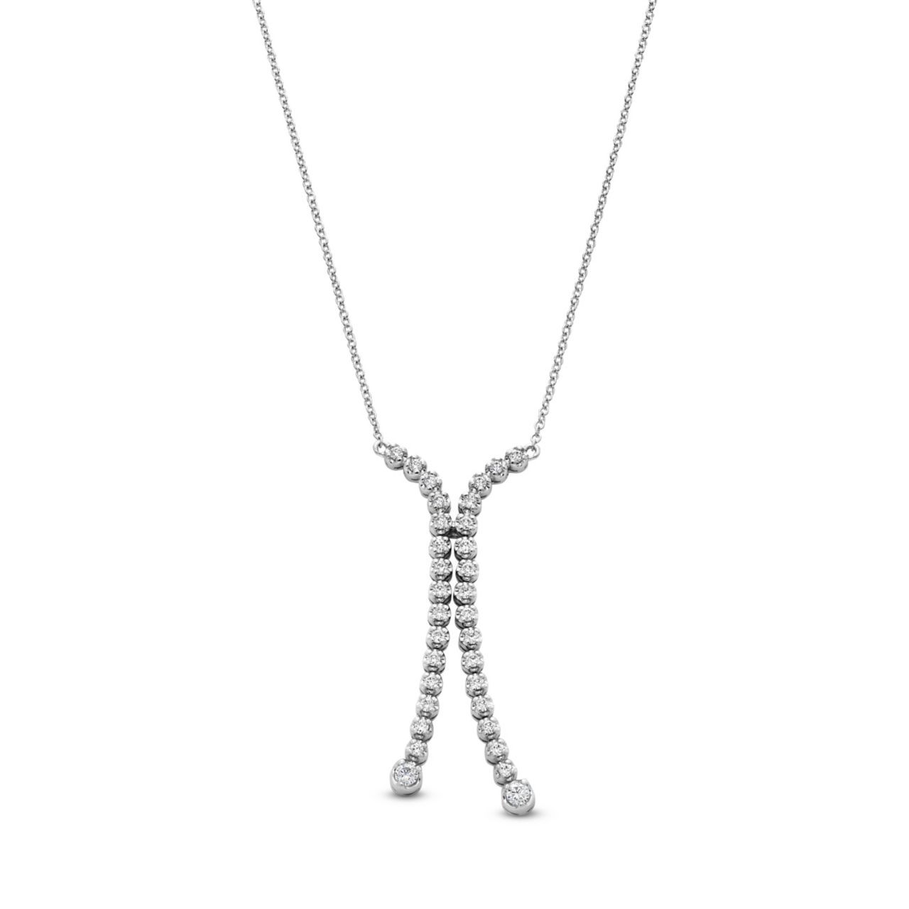 Two Row Y-Split Diamond Necklace