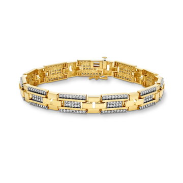 Gold Pave Diamond Link Bracelet In Solid 14K Yellow Gold