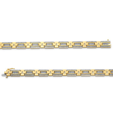 Gold Pave Diamond Link Bracelet In Solid 14K Yellow Gold