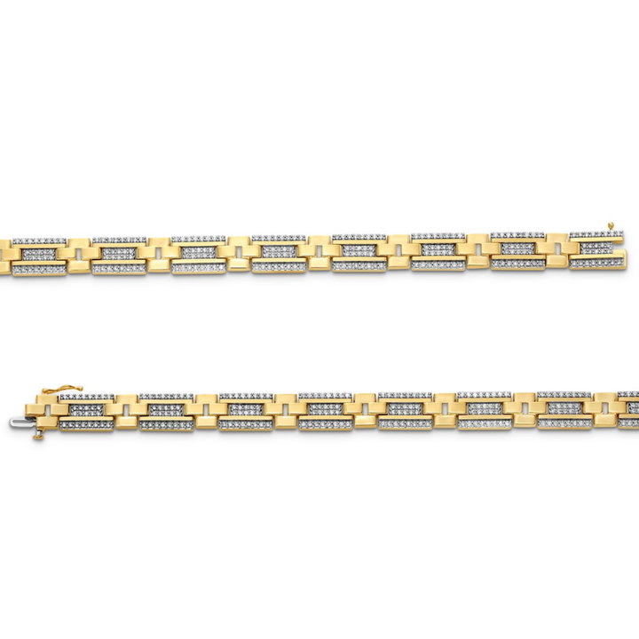 Gold Pave Diamond Link Bracelet In Solid 14K Yellow Gold