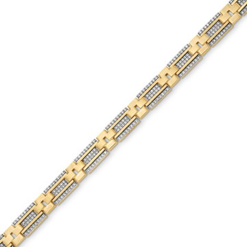 Gold Pave Diamond Link Bracelet In Solid 14K Yellow Gold