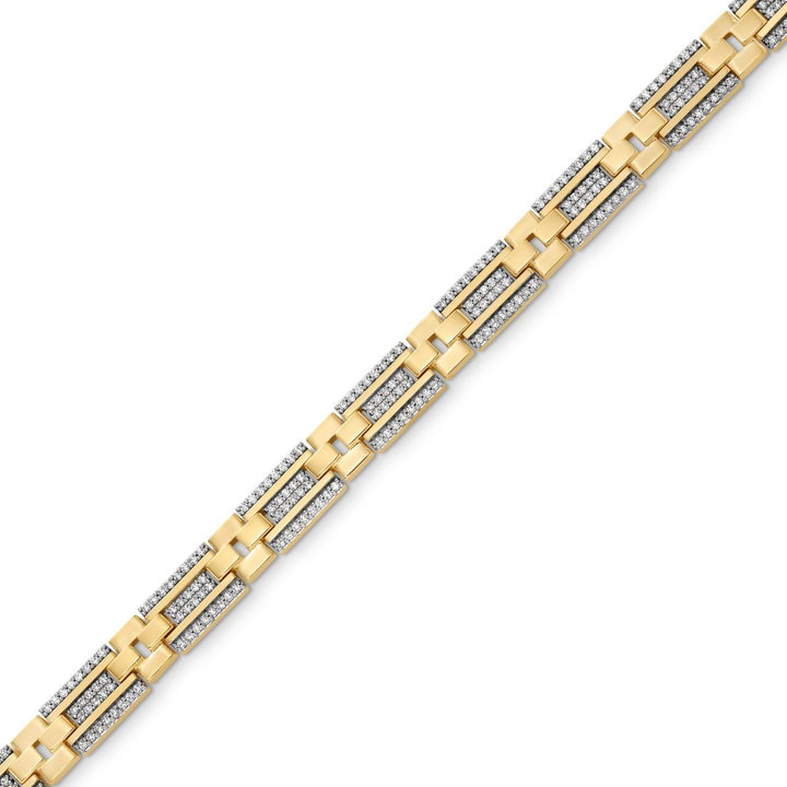 Gold Pave Diamond Link Bracelet In Solid 14K Yellow Gold