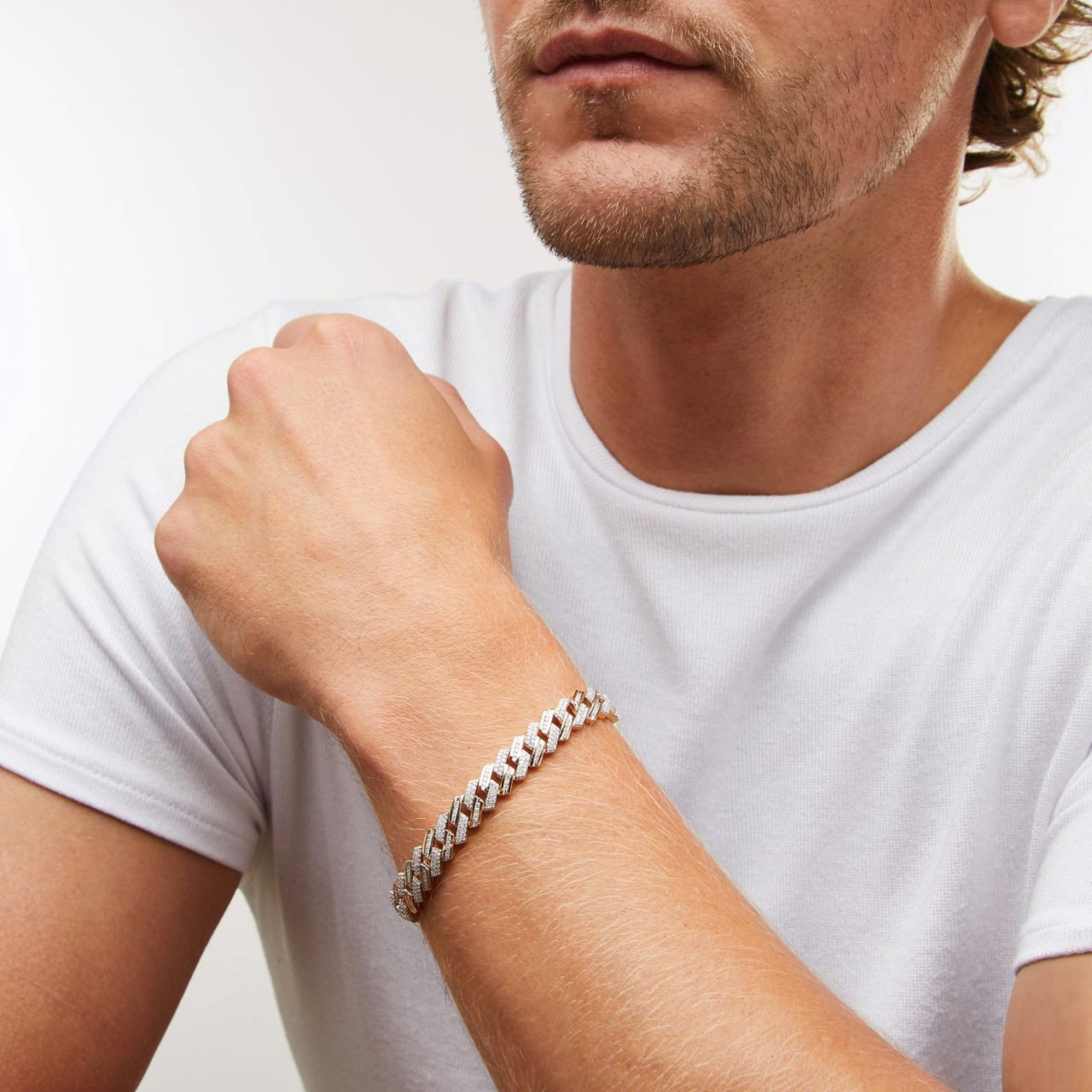 Gold Pave Diamond Cuban Link Bracelet 3