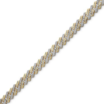 Gold Pave Diamond Cuban Link Bracelet In Solid 14K White / Yellow Gold