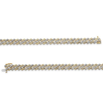 Gold Pave Diamond Cuban Link Bracelet In Solid 14K White / Yellow Gold