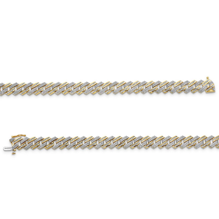 Gold Pave Diamond Cuban Link Bracelet In Solid 14K White / Yellow Gold