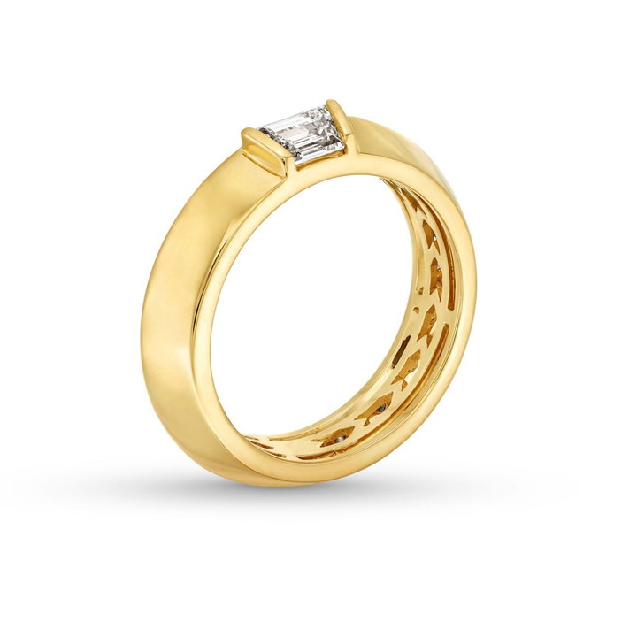 Trapezoid Diamond Eternity Wedding Band In Solid 14K Yellow Gold