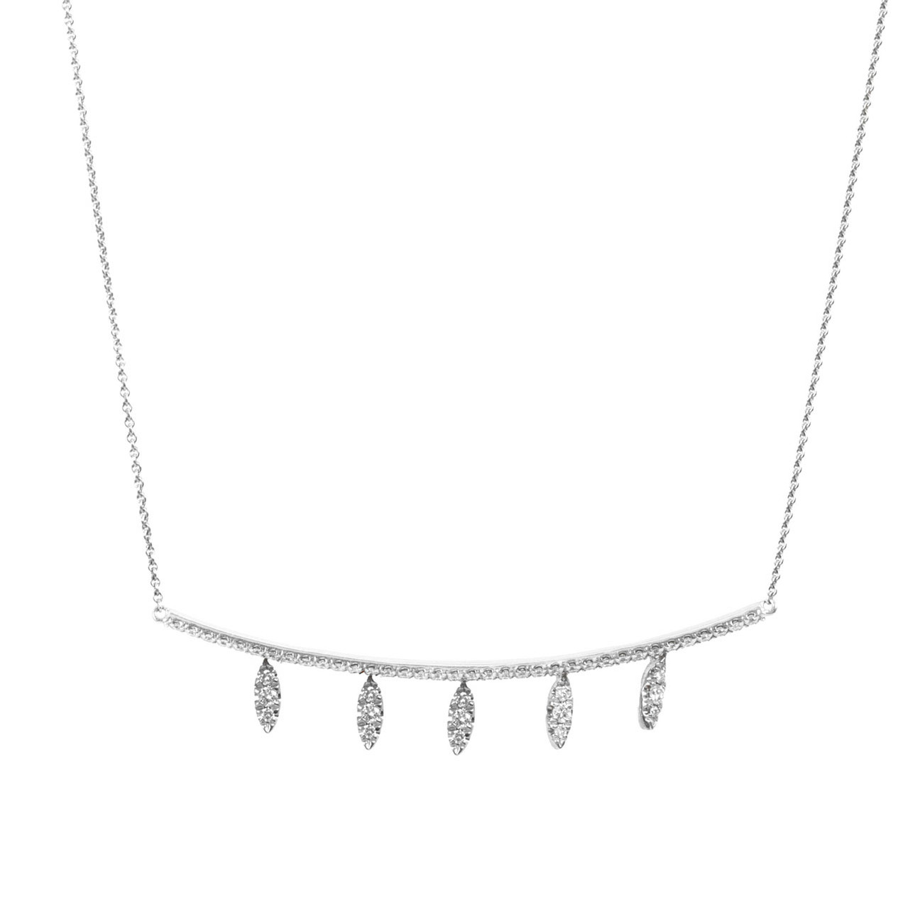 White Gold Diamond Bar Station Necklace 0