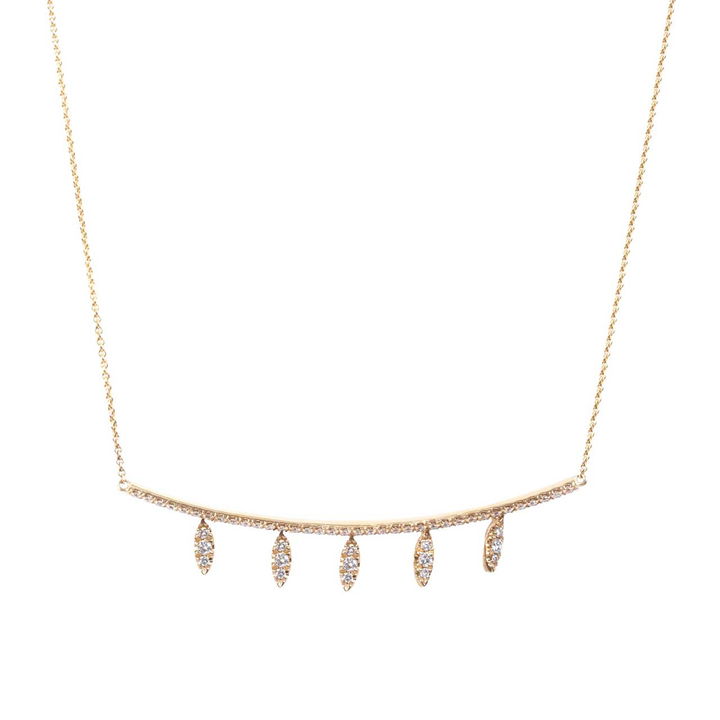 Yellow Gold Diamond Bar Station Necklace