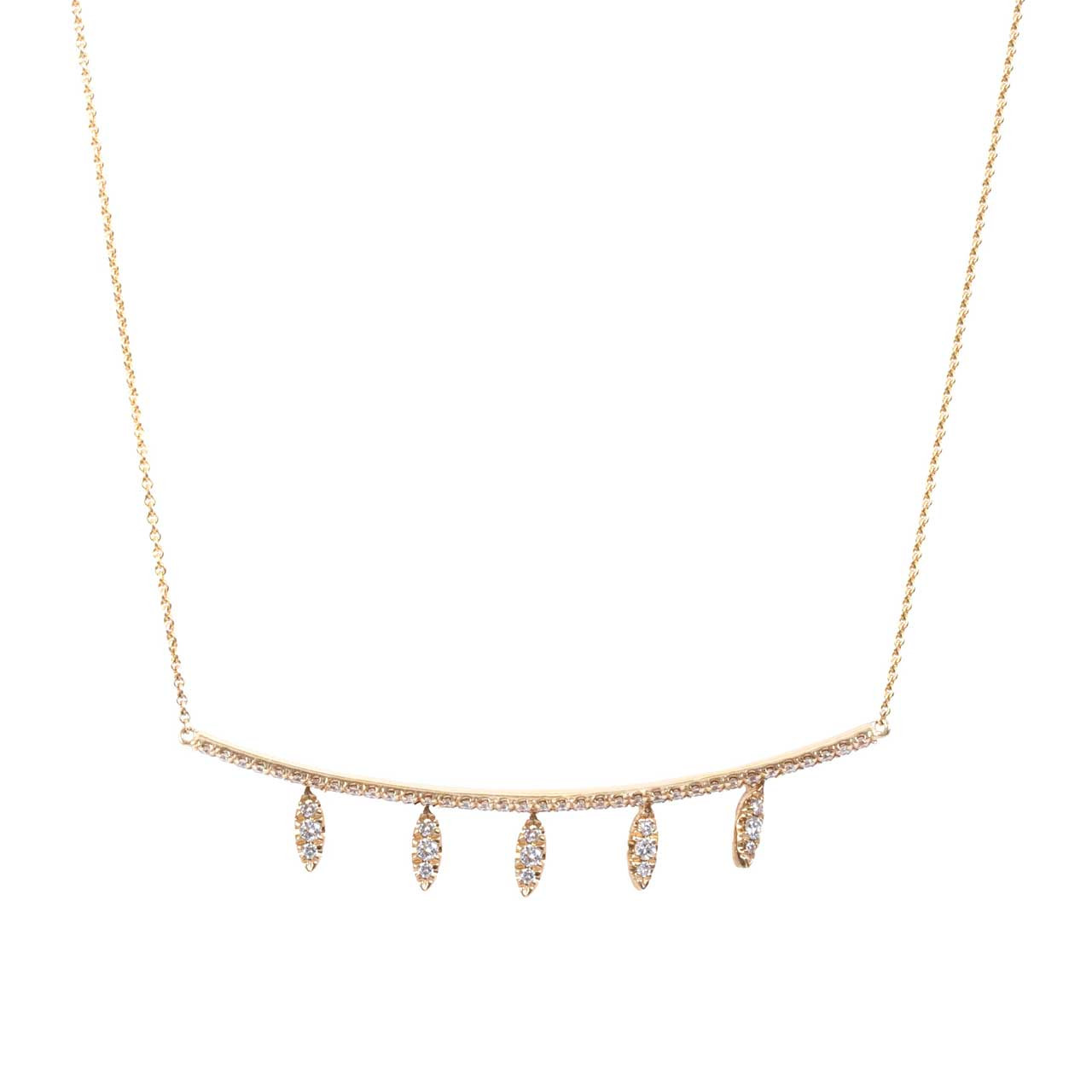 Yellow Gold Diamond Bar Station Necklace 0