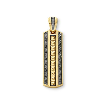 Black Diamond Gold Pave Pendant In Solid 14K Yellow Gold